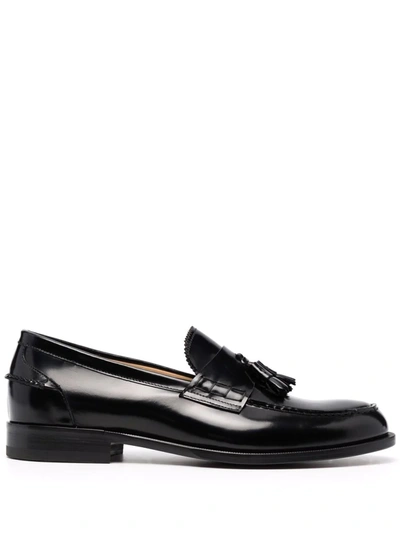 Scarosso Ralph Tassel-embellished Leather Loafers In Black Brushed Calf