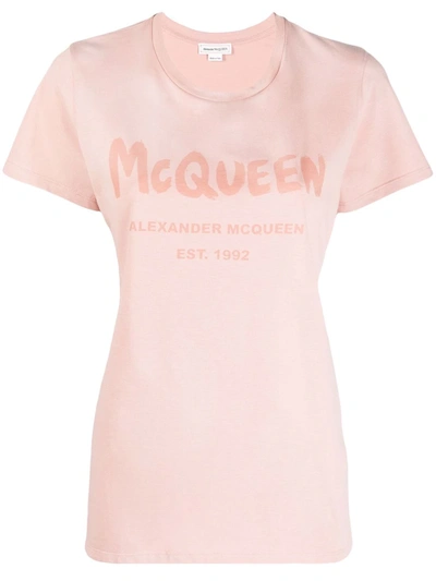 Alexander Mcqueen Logo-print Cotton T-shirt In Rosa