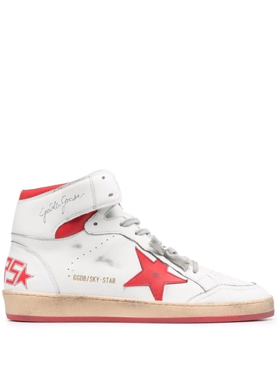 Golden Goose Sky-star High-top Lace-up Sneakers In White
