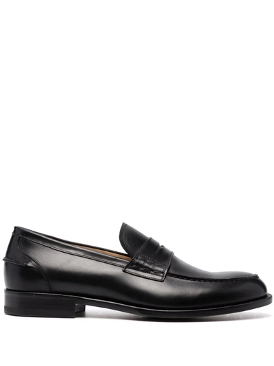 Scarosso Maurizio Leather Penny Laofers In Schwarz