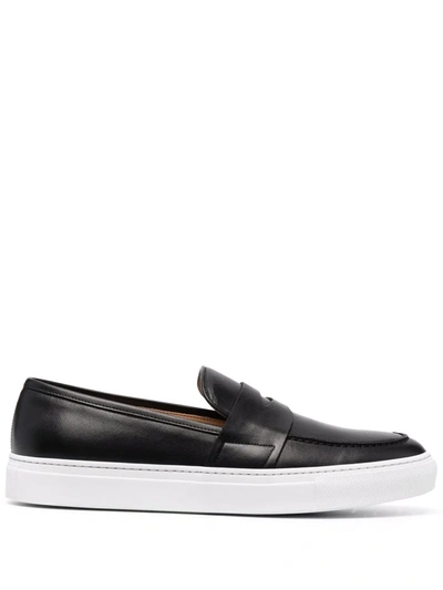 Scarosso Alberto Penny Leather Loafers In Black - Calf