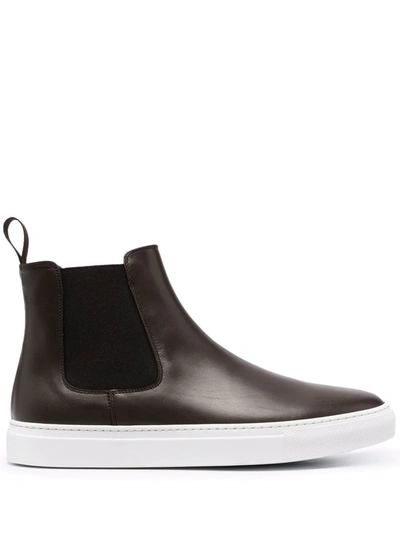 Scarosso Tommaso Leather Ankle Boots In Braun