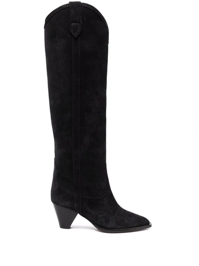 Isabel Marant Lomero Suede Knee-high Boots In Black