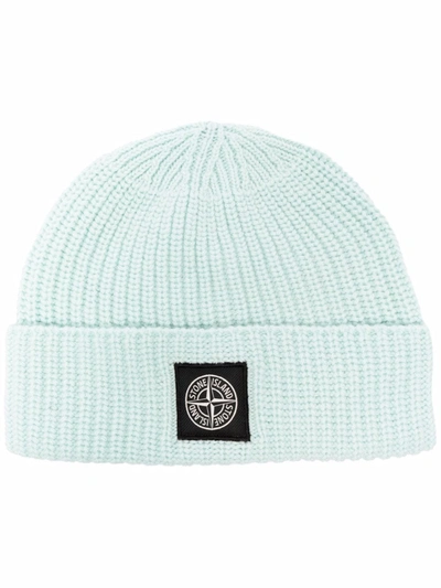 Stone Island Mens Light Green Brand-patch Wool Beanie Hat