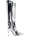 Alexandre Vauthier Alex Metallic Leather Knee-high Boots In Silber