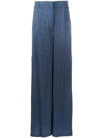 Just Cavalli Snakeskin-print Wide-leg Trousers In Blue