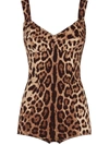 Dolce & Gabbana Leopard-print Corset Bodysuit In Brown