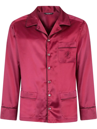 Dolce & Gabbana Three-piece Silk Pajama Set In Red