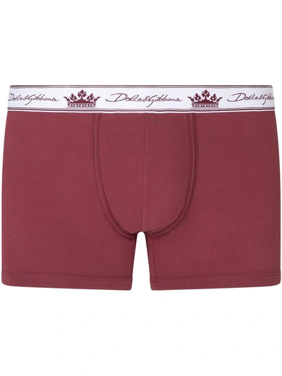 Dolce & Gabbana Logo Stretch-fit Cotton Boxers In Red