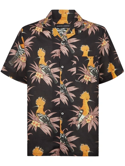 Desmond & Dempsey Marginata Print Pyjama Shirt In Black