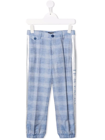 Monnalisa Kids' Checked Tapered-leg Trousers In Blue