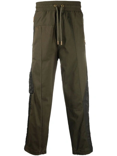 Diesel Satin-panelled Drawstring Trousers In Green