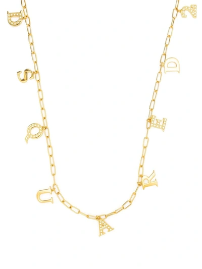 Dsquared2 Crystal-embellished Logo Charm Necklace In Gold