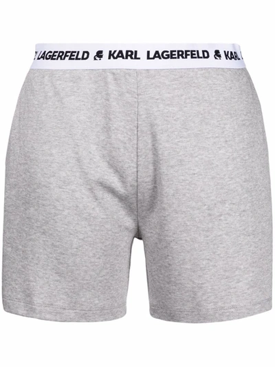 Karl Lagerfeld Logo-embroidered Pyjama Shorts In Grey