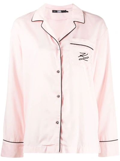 Karl Lagerfeld Logo-embroidered Pyjama Shirt In Pink