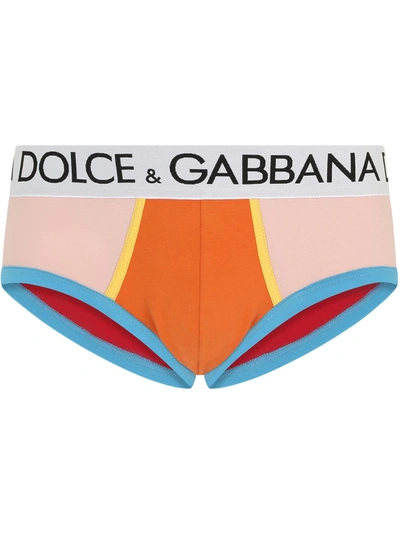 Dolce & Gabbana Logo Waistband Briefs In Pink