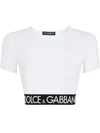 Dolce & Gabbana Next Cropped T-shirt With Branded Elastic In Bianco Ottico