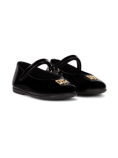 Dolce & Gabbana Kids' Logo-plaque Ballerina Shoes In Black