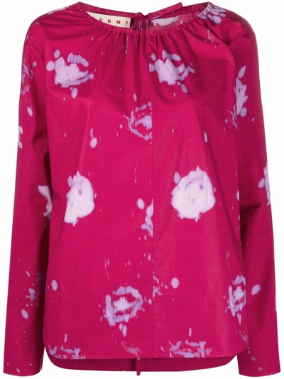 Marni Abstract Print Blouse In Pink