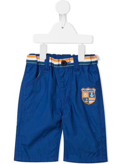 Miki House Babies' Embroidered-logo Stripe-detailed Trousers In Blue