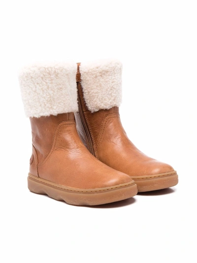 Camper Kido Faux-shearling Boots In Brown