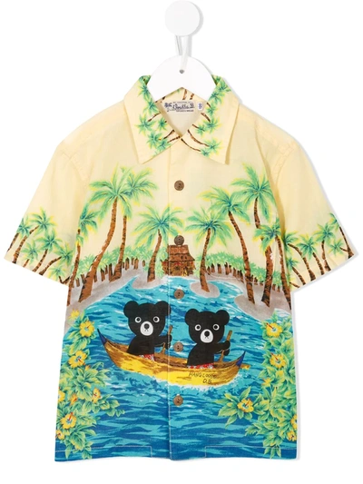 Miki House Babies' Hawaiian-print Cotton Shirt In Yellow