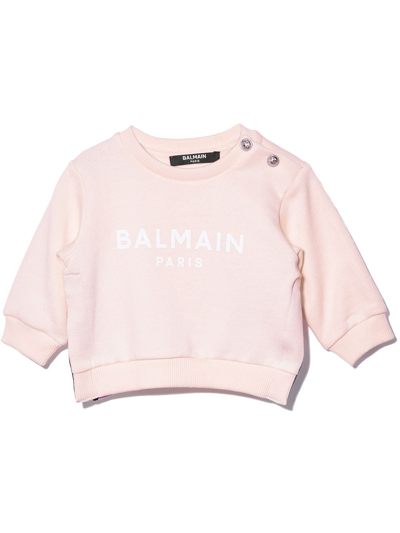 Balmain Babies' Logo印花卫衣 In Pink