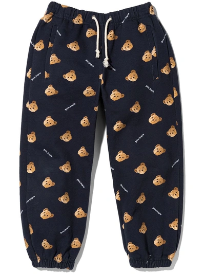 Palm Angels Kids' Teddy Bear-print Track Pants In Navy