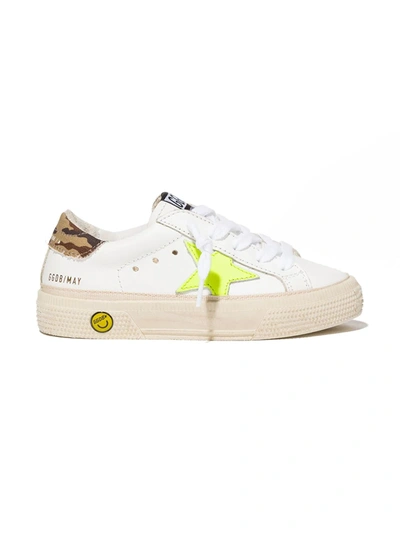 Golden Goose Kids' May Leather Sneakers In White