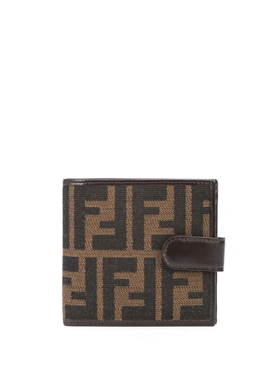 Pre-owned Fendi Zucca Bifold Wallet In Brown