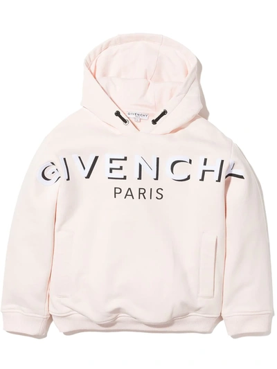 Givenchy Kids' Logo印花抽绳连帽衫 In Pink