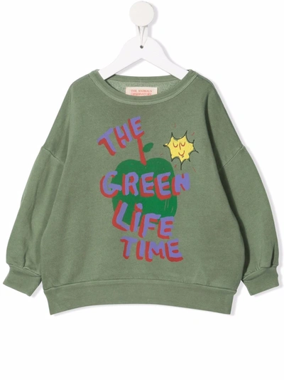The Animals Observatory Kids' The Green Lifetime Sweatshirt In 绿色