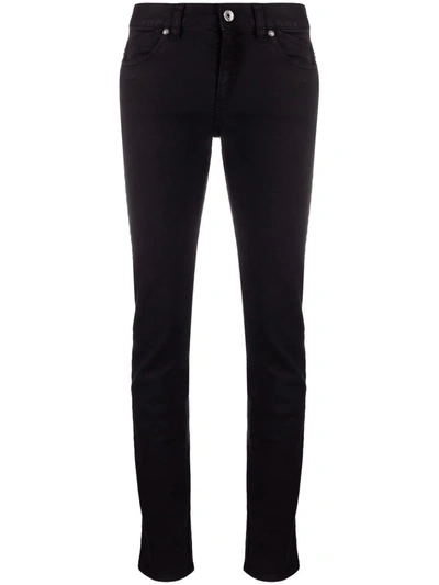 Just Cavalli Faux Snake-effect Leather-paneled Mid-rise Slim-leg Jeans In Black