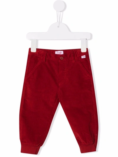 Il Gufo Babies' Corduroy Button-fastening Trousers In Red