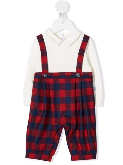 Il Gufo Babies' Plaid-check Print Dungarees In Red