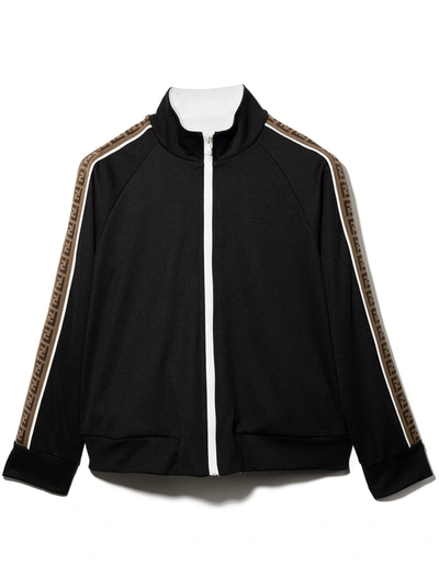 Fendi Kids' High Neck Tracksuit Jacket In Black