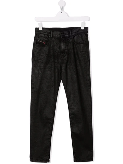 Diesel Teen Mharky-j Mid-rise Skinny Jeans In Black