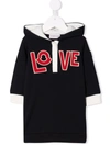 MONCLER SLOGAN-EMBROIDERED HOODED DRESS