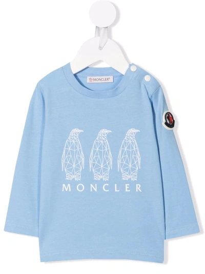 Moncler Babies' Logo印花t恤 In Blue