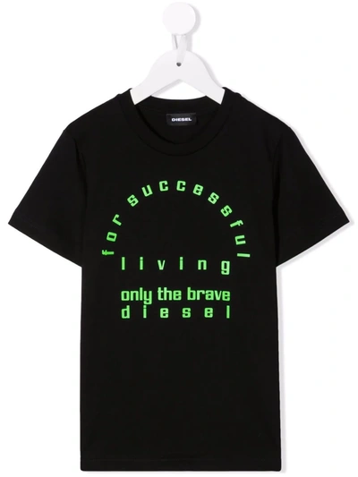 Diesel Teen Graphic-print Cotton T-shirt In Black