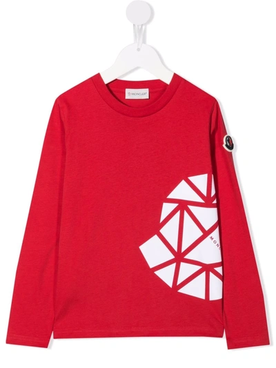 Moncler Kids' Logo-print T-shirt In Red