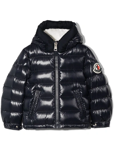 Moncler Kids' Salzman Logo-patch Shell Jacket 4-14 Years In 蓝色