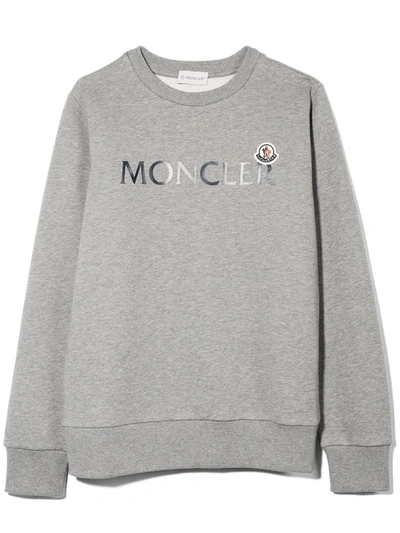 Moncler Teen Logo-print Cotton Sweatshirt In Grey