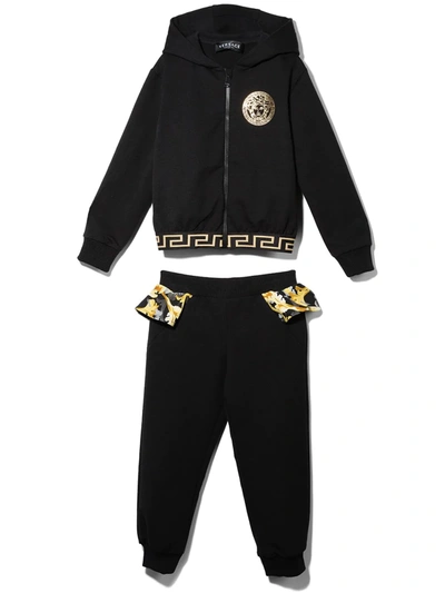 Versace Babies' Medusa Hooded Tracksuit Set In Black