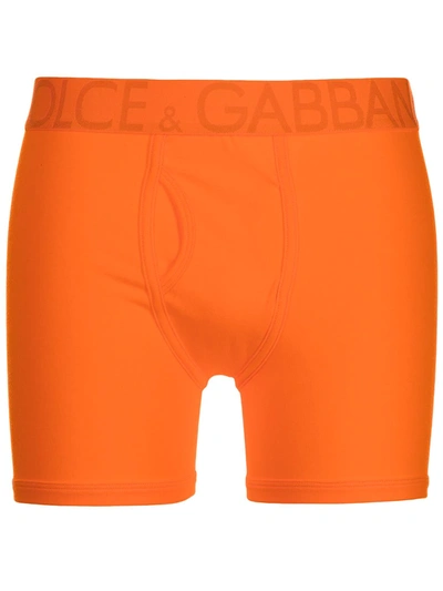 Dolce & Gabbana Two-way Stretch Cotton Boxers In Orange