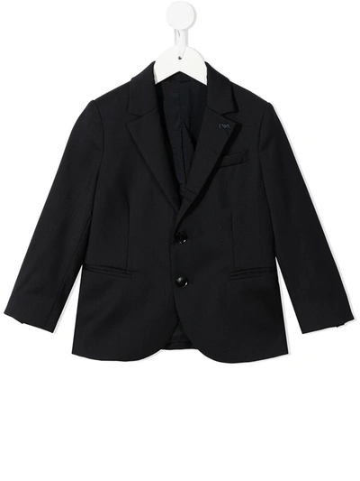 Emporio Armani Kids' Single-breasted Wool Suit In Black