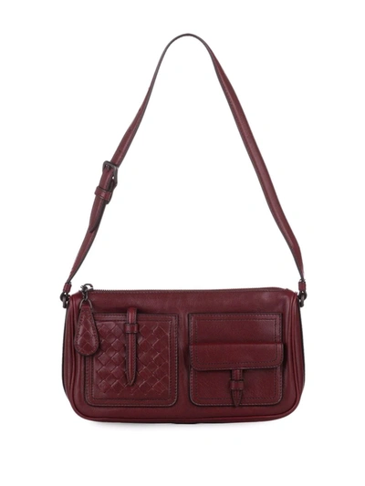 Pre-owned Bottega Veneta Intrecciato Detailing Shoulder Bag In Red