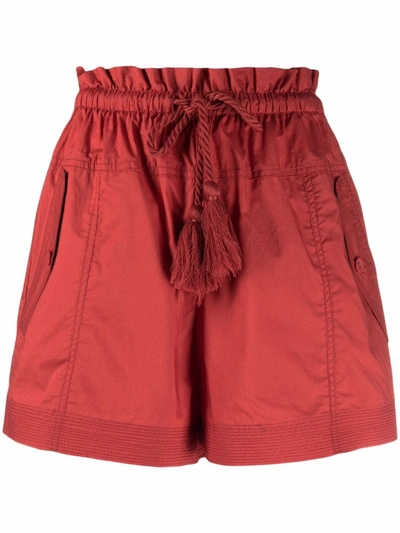 Ulla Johnson Andres Drawstring-waist Shorts In Red