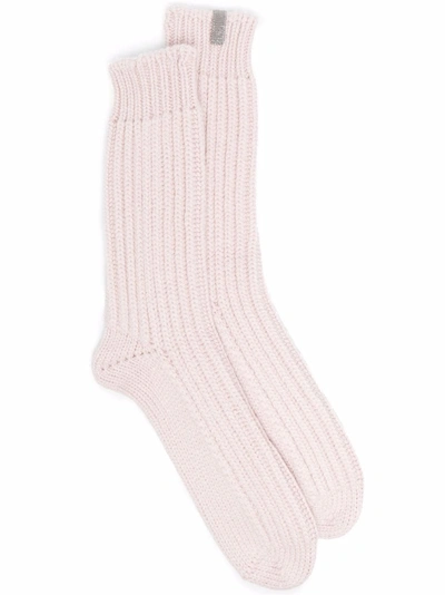 Brunello Cucinelli Rib-knit Fitted Socks In Pink