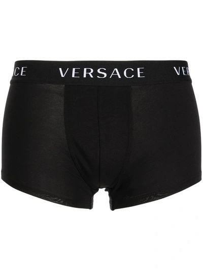 Versace Logo裤腰四角裤 In Blue
